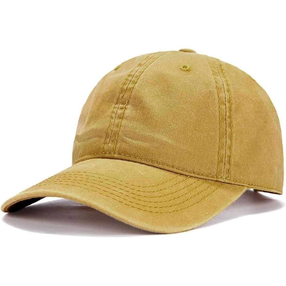 Unisex Yellow Washed 100% Cotton Adjustable Size Strap Classic Baseball Caps
